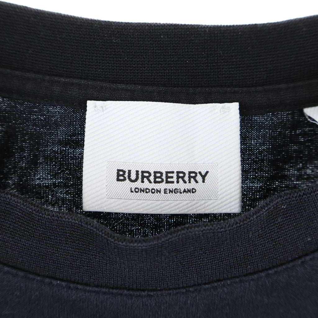 BURBERRY(バーバリー) ロゴプリント 半袖カットソー Tシャツ ブラック コットン レディース