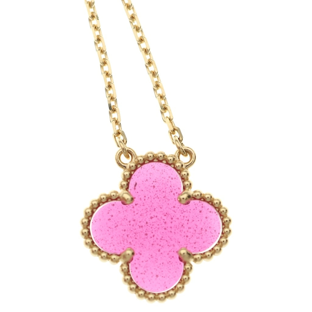 Van Cleef & Arpels(ヴァンクリーフアンドアーペル) ヴィンテージアルハンブラ エナメル ピンク ネックレス ペンダント チェーン ピンクゴールド Au750YG VCARPQZK00 レディース