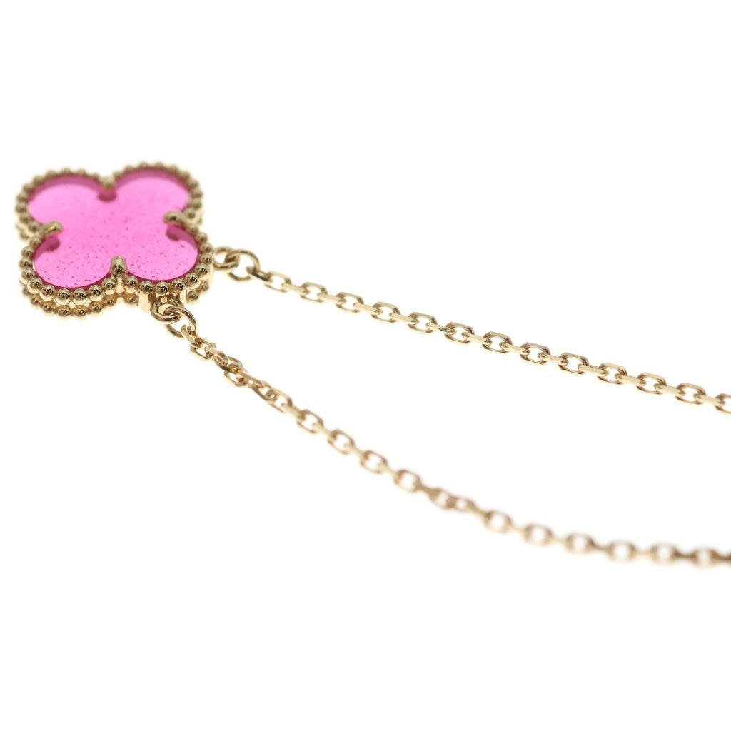 Van Cleef & Arpels(ヴァンクリーフアンドアーペル) ヴィンテージアルハンブラ エナメル ピンク ネックレス ペンダント チェーン ピンクゴールド Au750YG VCARPQZK00 レディース