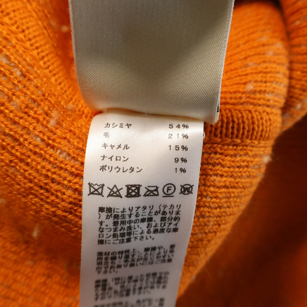 HERMES(エルメス) ハイネック ワンピース ニット ボア バイカラー オレンジ/ベージュ レディース