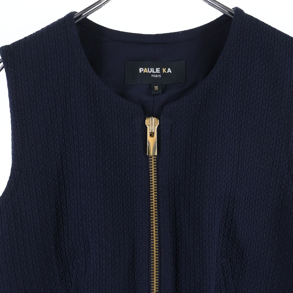 PAULE KA(ポールカ) ダブルジップ ノースリーブ ワンピース ネイビー 720EDS レディース