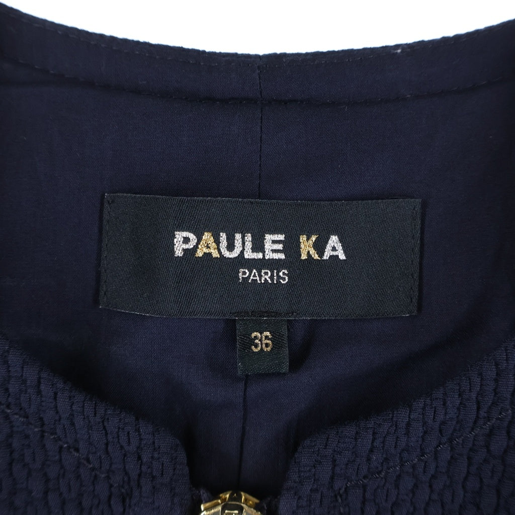 PAULE KA(ポールカ) ダブルジップ ノースリーブ ワンピース ネイビー 720EDS レディース
