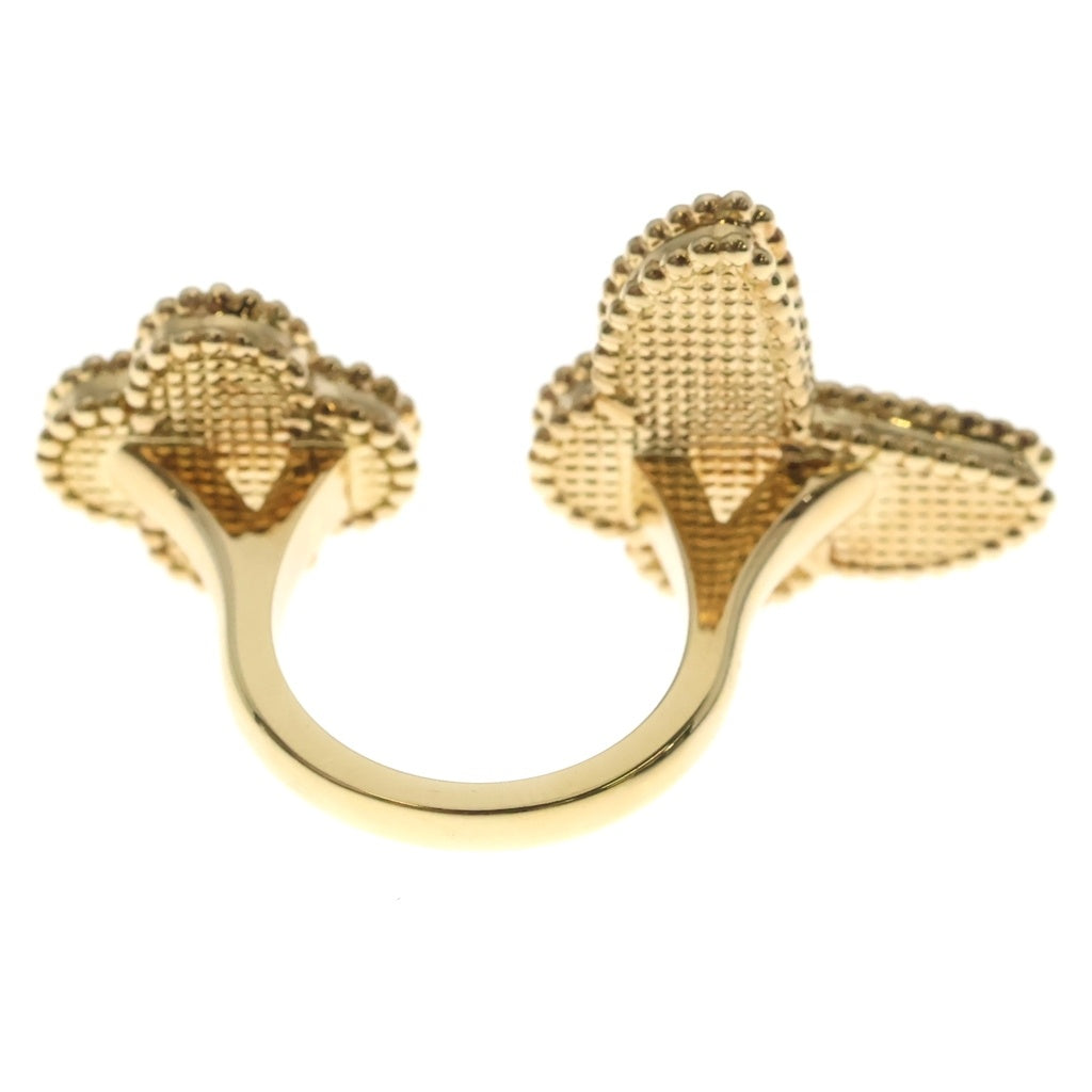 Van Cleef & Arpels(ヴァンクリーフアンドアーペル) ラッキーアルハンブラ 2モチーフ タイガーアイ マザーオブパール リング イエローゴールド Au750YG #50 VCARN05850 レディース