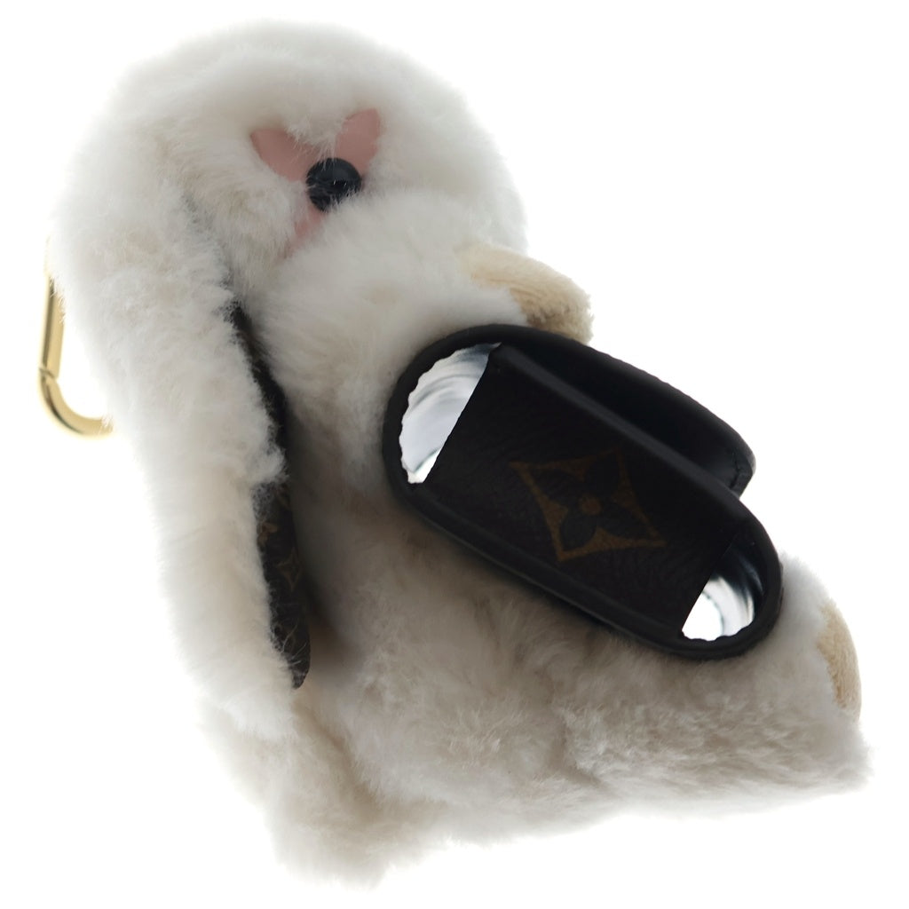 LOUIS VUITTON(ルイヴィトン) バッグチャーム・LV キュート バニー イヤホンケース 小物入れ モノグラム フェイクファー M03230 ゴールド金具 レディース