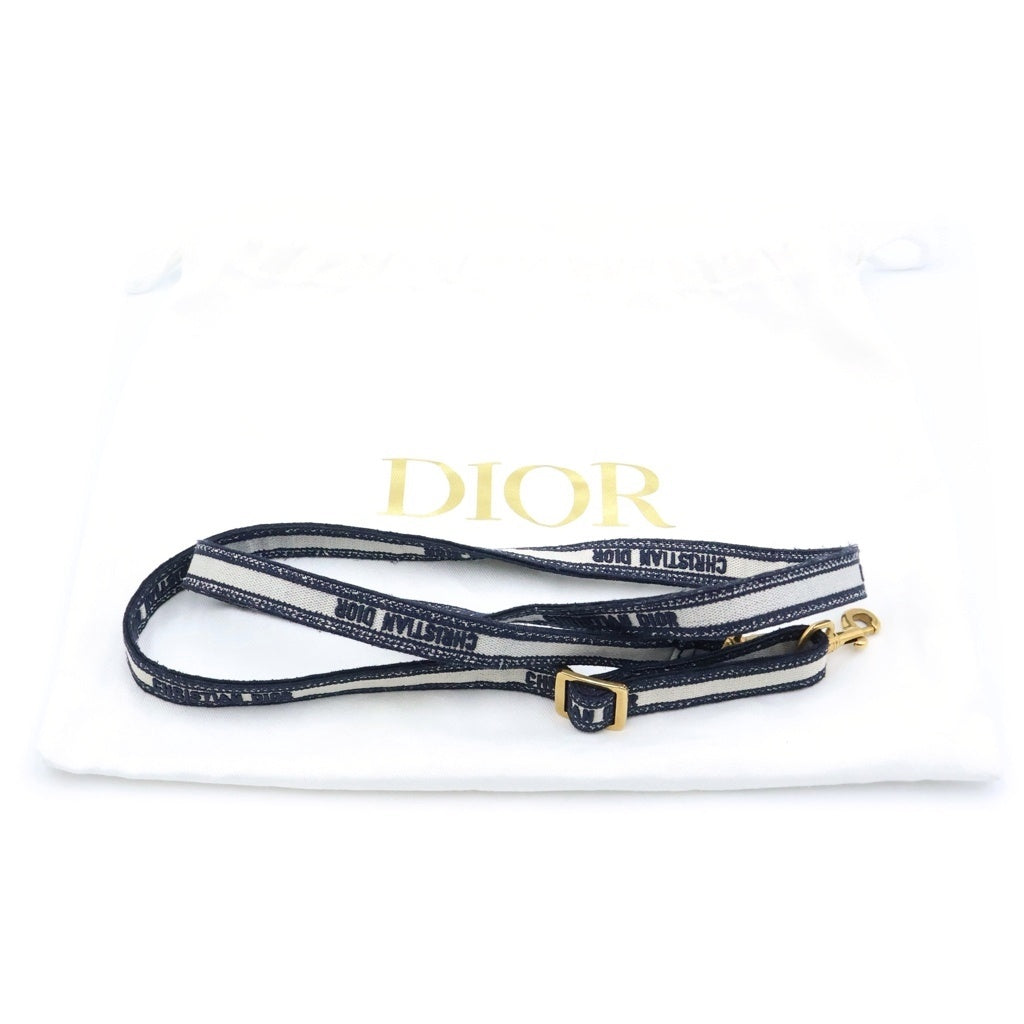 Christian Dior(クリスチャンディオール) ブックトート ミニ バーティカルバッグ フォンショルダーバッグ ネイビー キャンバス ゴールド金具 レディース