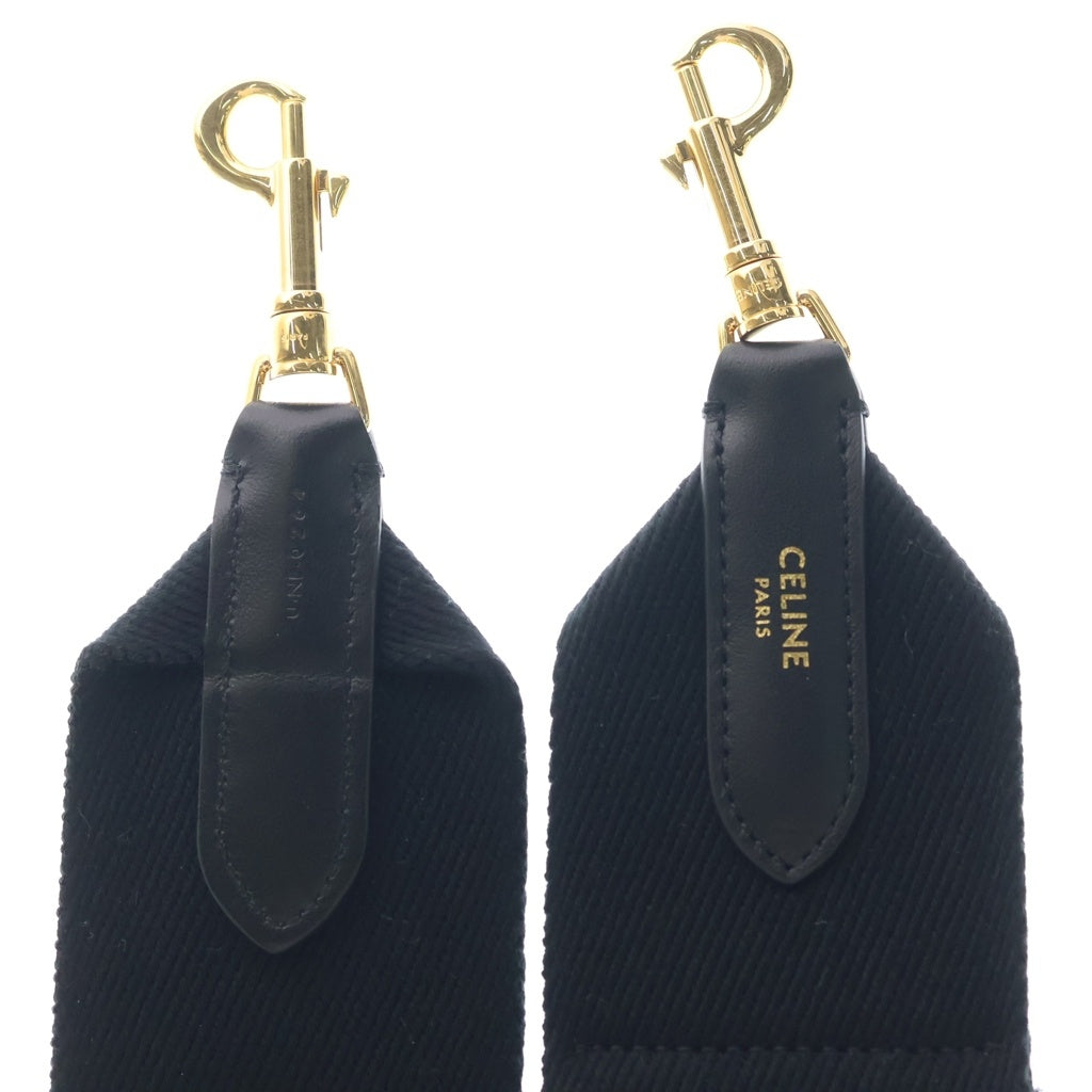 CELINE(セリーヌ) ショルダーストラップ ブラック レザー×キャンバス ゴールド金具