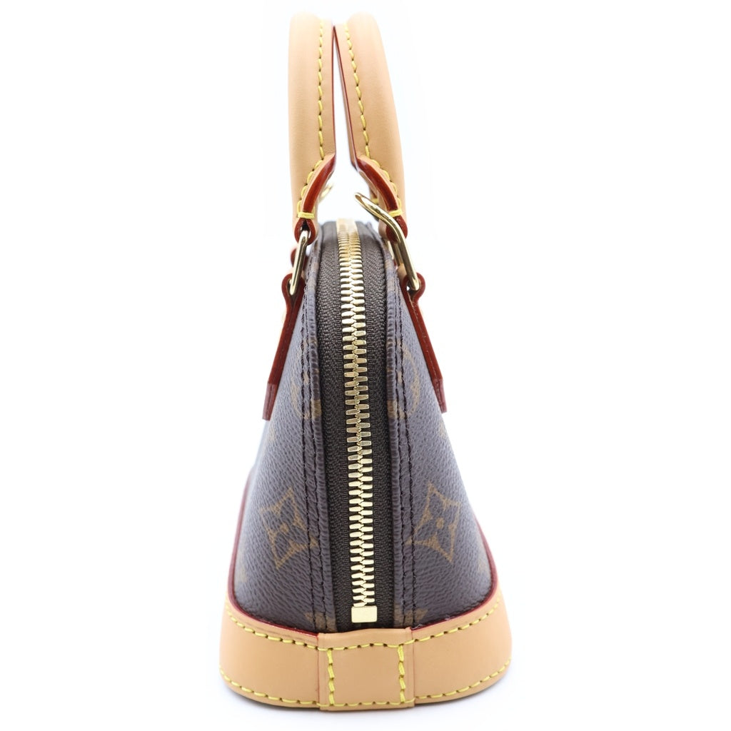 LOUIS VUITTON(ルイヴィトン) モノグラム ナノアルマ 2WAYハンドバッグ ショルダーバッグ ブラウン レザー×PVC M82717 ゴールド金具 レディース