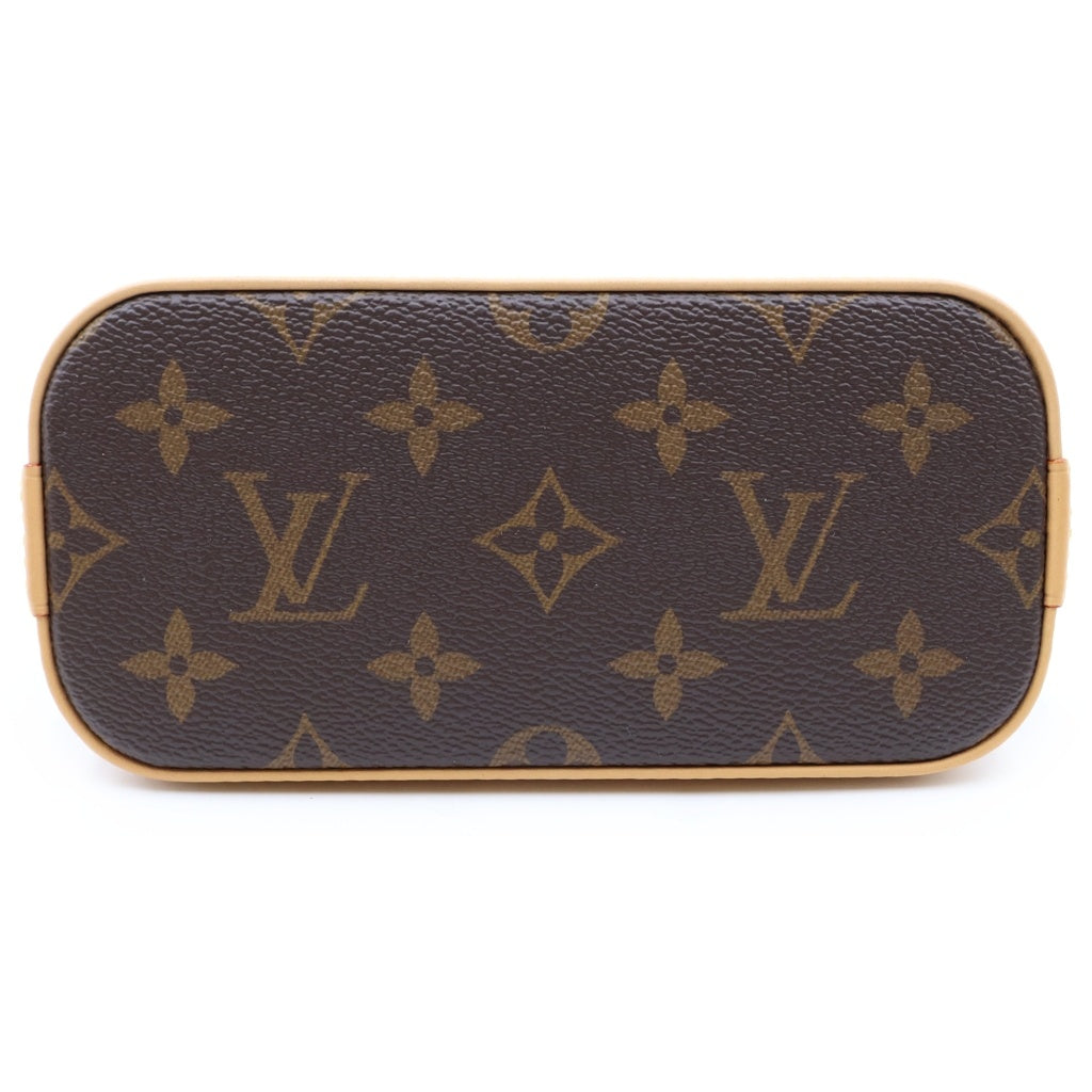 LOUIS VUITTON(ルイヴィトン) モノグラム ナノアルマ 2WAYハンドバッグ ショルダーバッグ ブラウン レザー×PVC M82717 ゴールド金具 レディース