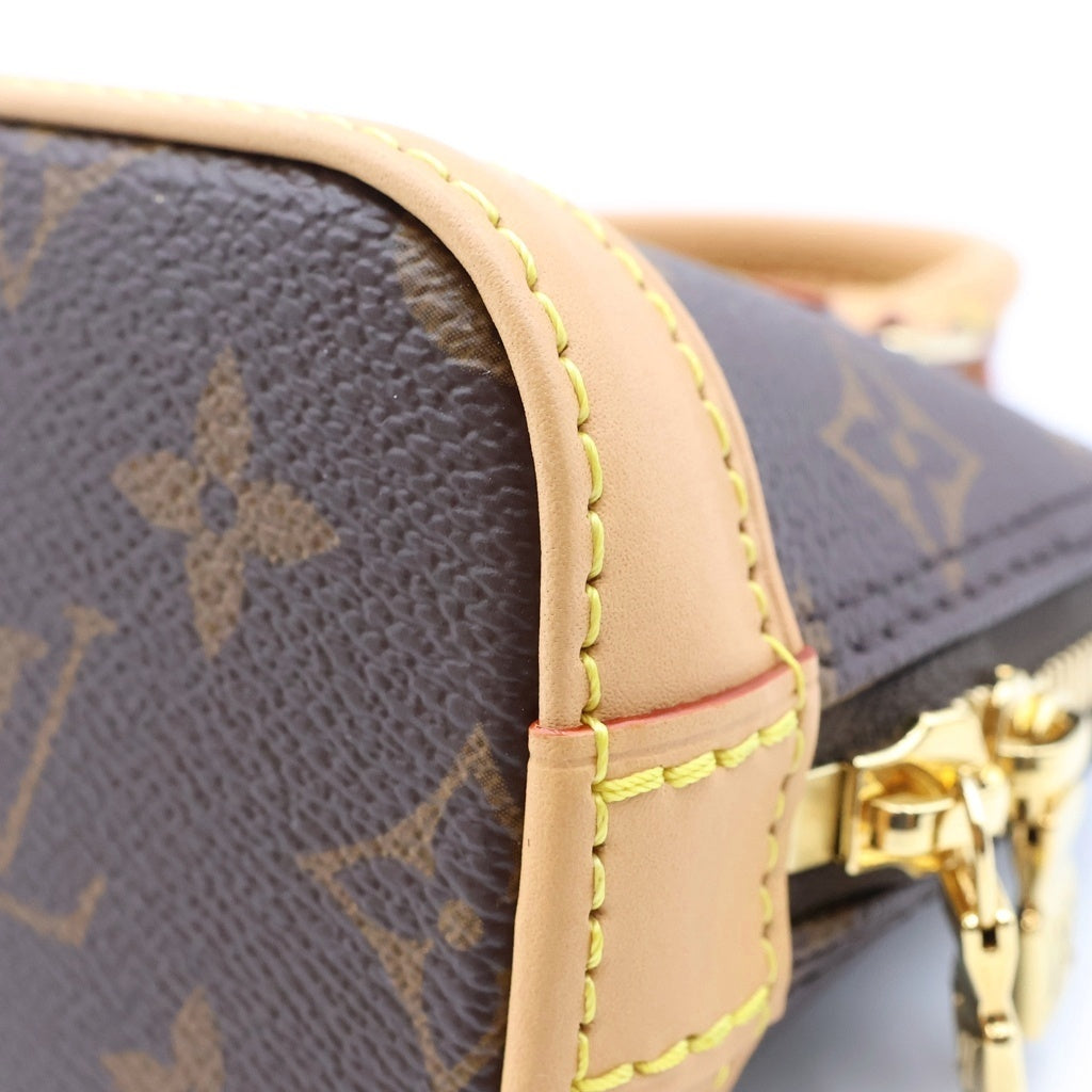 LOUIS VUITTON(ルイヴィトン) モノグラム ナノアルマ 2WAYハンドバッグ ショルダーバッグ ブラウン レザー×PVC M82717 ゴールド金具 レディース
