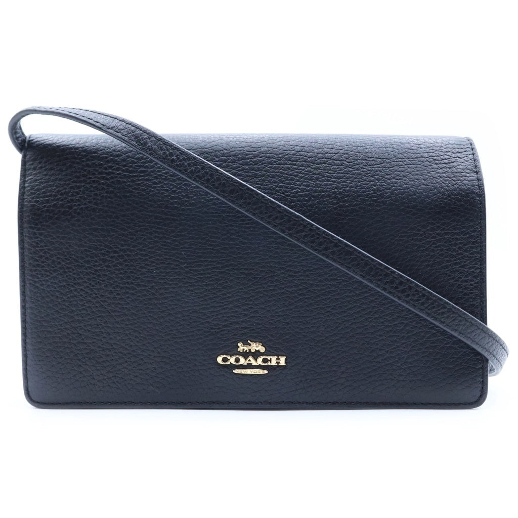 COACH(コーチ) ショルダーウォレット ショルダーバッグ ブラック レザー F30256 ゴールド金具 レディース