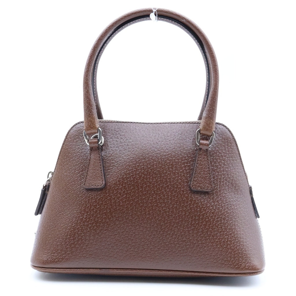 PRADA(プラダ) トライアングルロゴ プレート 2WAYハンドバッグ ショルダーバッグ ブラウン レザー BN0122 シルバー金具 レディース