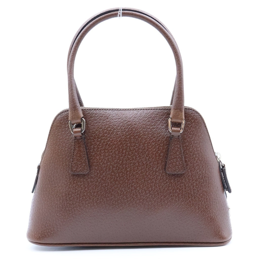 PRADA(プラダ) トライアングルロゴ プレート 2WAYハンドバッグ ショルダーバッグ ブラウン レザー BN0122 シルバー金具 レディース