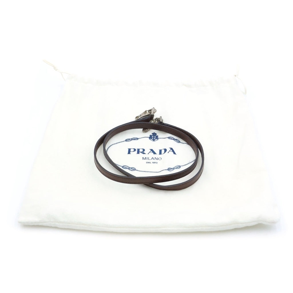 PRADA(プラダ) トライアングルロゴ プレート 2WAYハンドバッグ ショルダーバッグ ブラウン レザー BN0122 シルバー金具 レディース