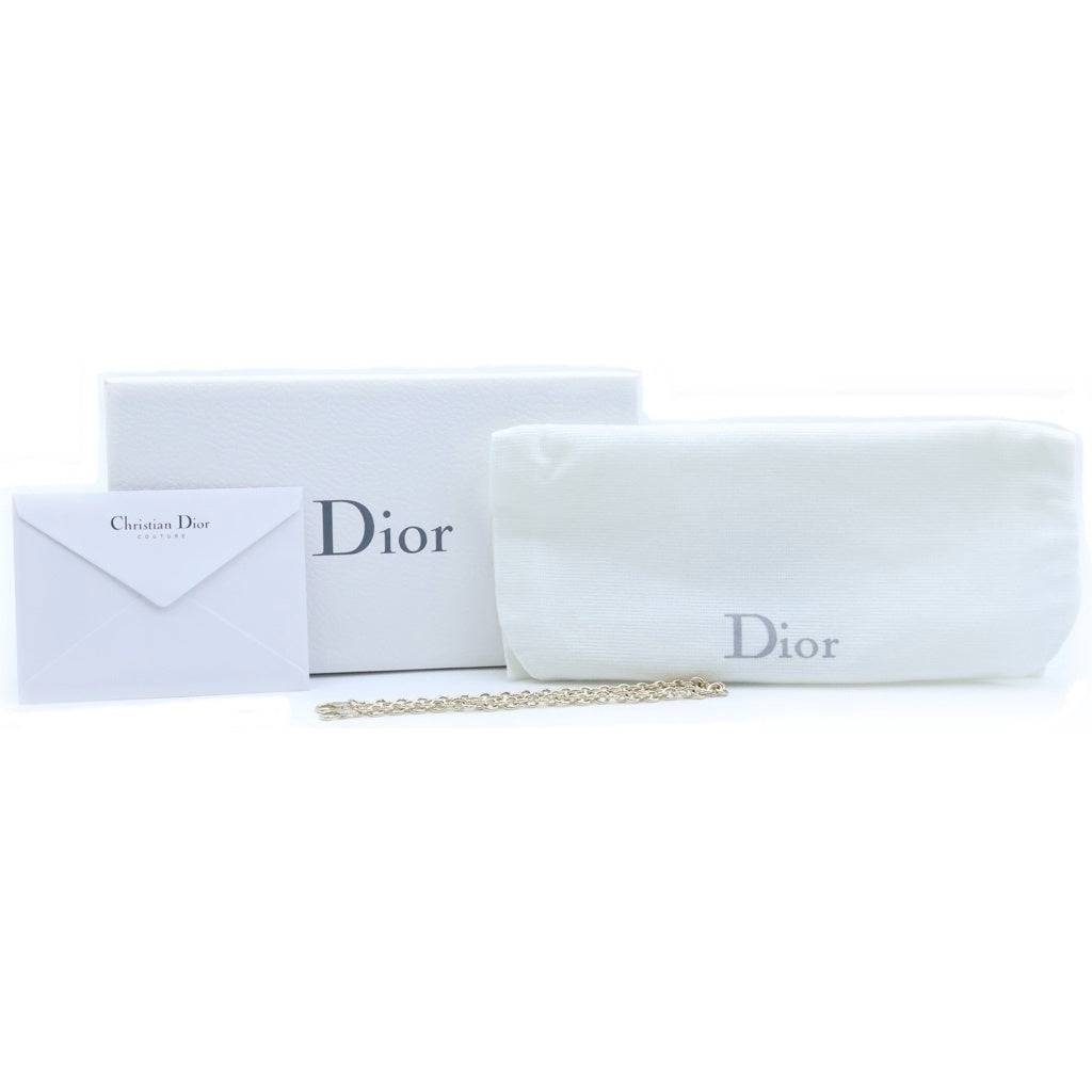 Christian Dior(クリスチャンディオール) チェーンウォレット コンチョボタン メタリックベージュ PVC レディース