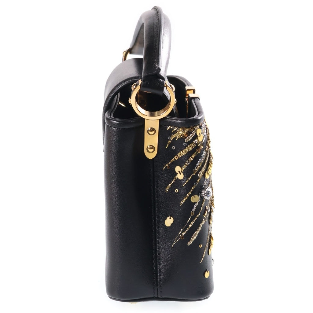 LOUIS VUITTON(ルイヴィトン) カプシーヌMINI ラインストーン スパンコール ハンドバッグ ノワール トリヨンレザー NZ1130 レディース