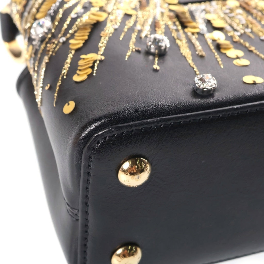 LOUIS VUITTON(ルイヴィトン) カプシーヌMINI ラインストーン スパンコール ハンドバッグ ノワール トリヨンレザー NZ1130 レディース