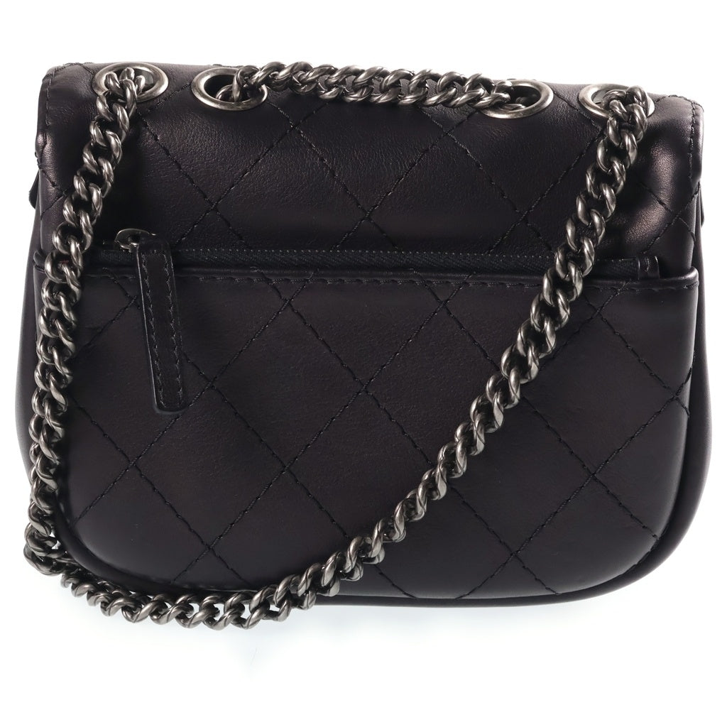 CHANEL(シャネル) ワイルドステッチ チェーンショルダーバッグ シルバー金具 ブラック レザー 20番台 レディース