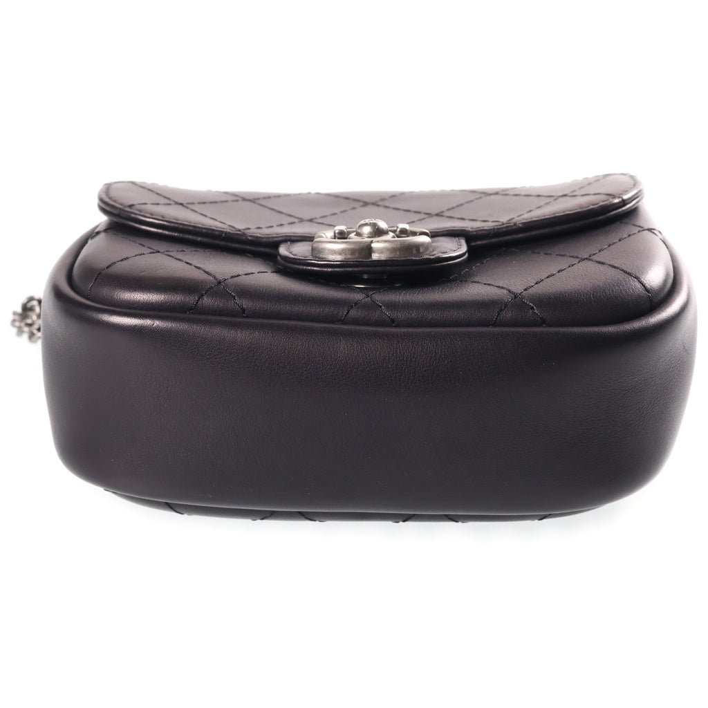 CHANEL(シャネル) ワイルドステッチ チェーンショルダーバッグ シルバー金具 ブラック レザー 20番台 レディース