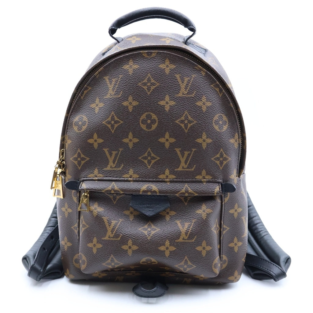 LOUIS VUITTON(ルイヴィトン) モノグラム パームスプリングスMM リュックサック バックパック ブラウン×ブラック レザー×PVC M44874 ゴールド金具 レディース