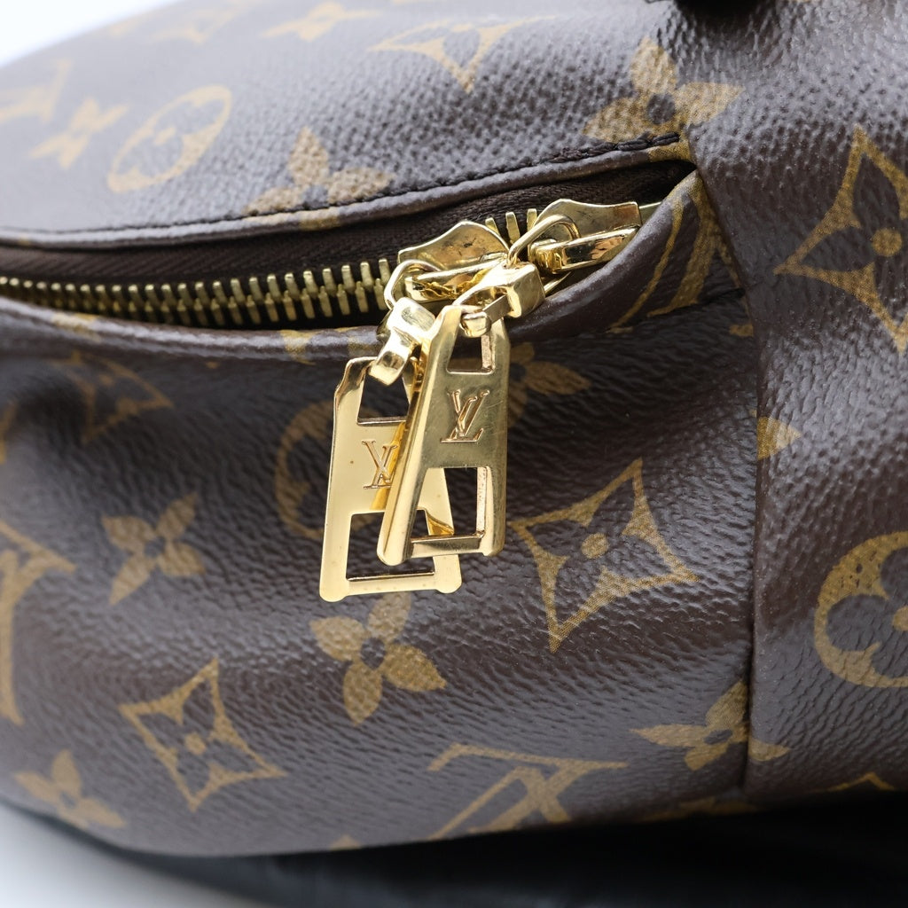LOUIS VUITTON(ルイヴィトン) モノグラム パームスプリングスMM リュックサック バックパック ブラウン×ブラック レザー×PVC M44874 ゴールド金具 レディース