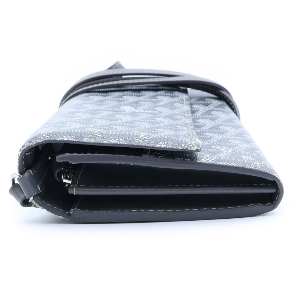 GOYARD(ゴヤール) ヴァレンヌポーチウォレット ショルダーバッグ グレー ゴヤールディンキャンバス×ヴォーゼルカーフスキン レディース