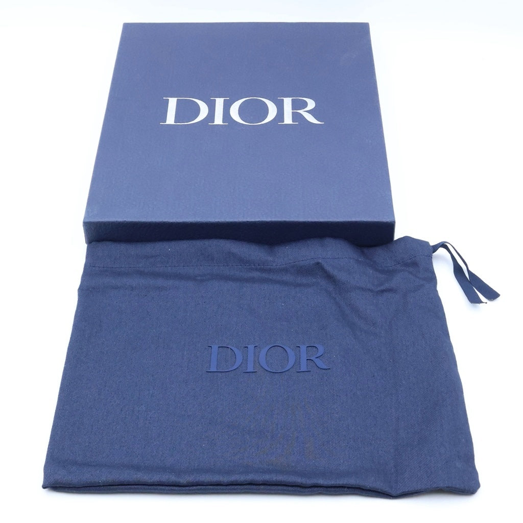 Christian Dior(クリスチャンディオール) オブリーク ジャカード クラッチバッグ セカンドバッグ ネイビー レザー×キャンバス シルバー金具 レディース