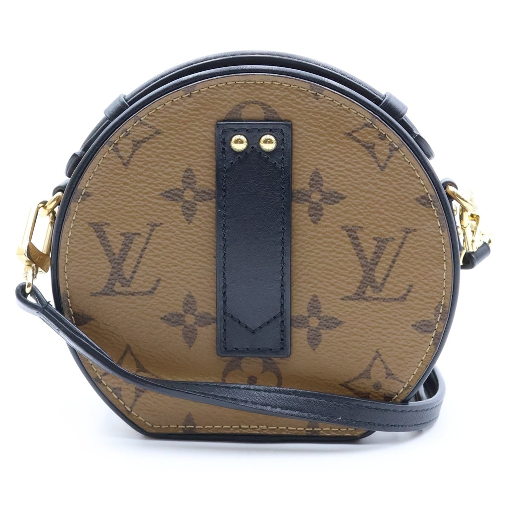 LOUIS VUITTON(ルイヴィトン) モノグラムリバース ラウンド ミニ ボワット シャポー ショルダーバッグ ブラウン レザー×PVC M68276 レディース