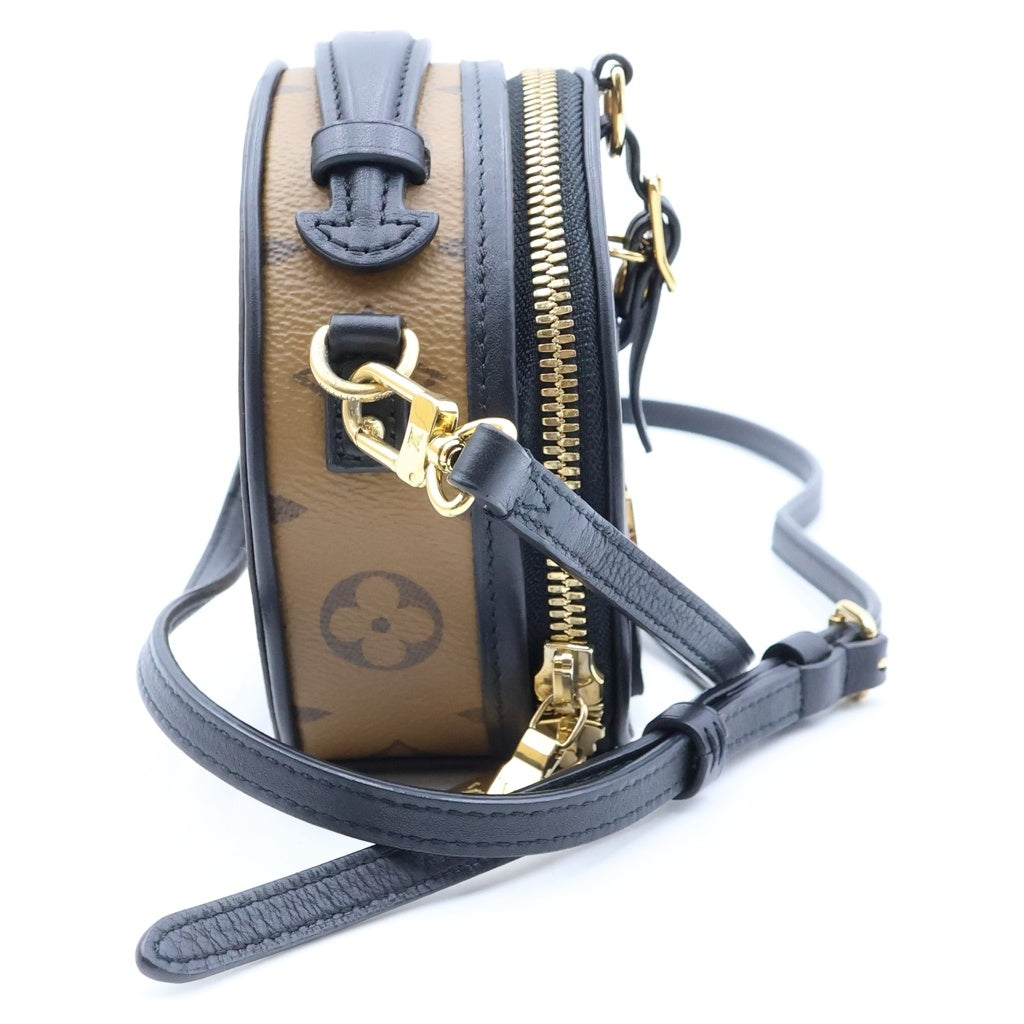 LOUIS VUITTON(ルイヴィトン) モノグラムリバース ラウンド ミニ ボワット シャポー ショルダーバッグ ブラウン レザー×PVC M68276 レディース