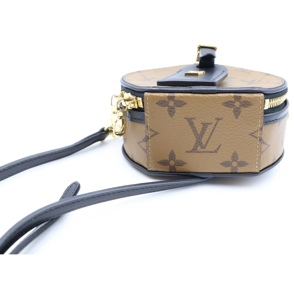 LOUIS VUITTON(ルイヴィトン) モノグラムリバース ラウンド ミニ ボワット シャポー ショルダーバッグ ブラウン レザー×PVC M68276 レディース