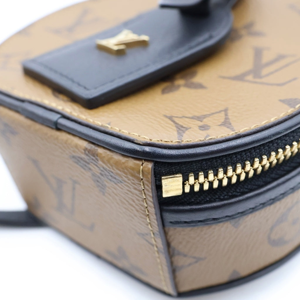 LOUIS VUITTON(ルイヴィトン) モノグラムリバース ラウンド ミニ ボワット シャポー ショルダーバッグ ブラウン レザー×PVC M68276 レディース