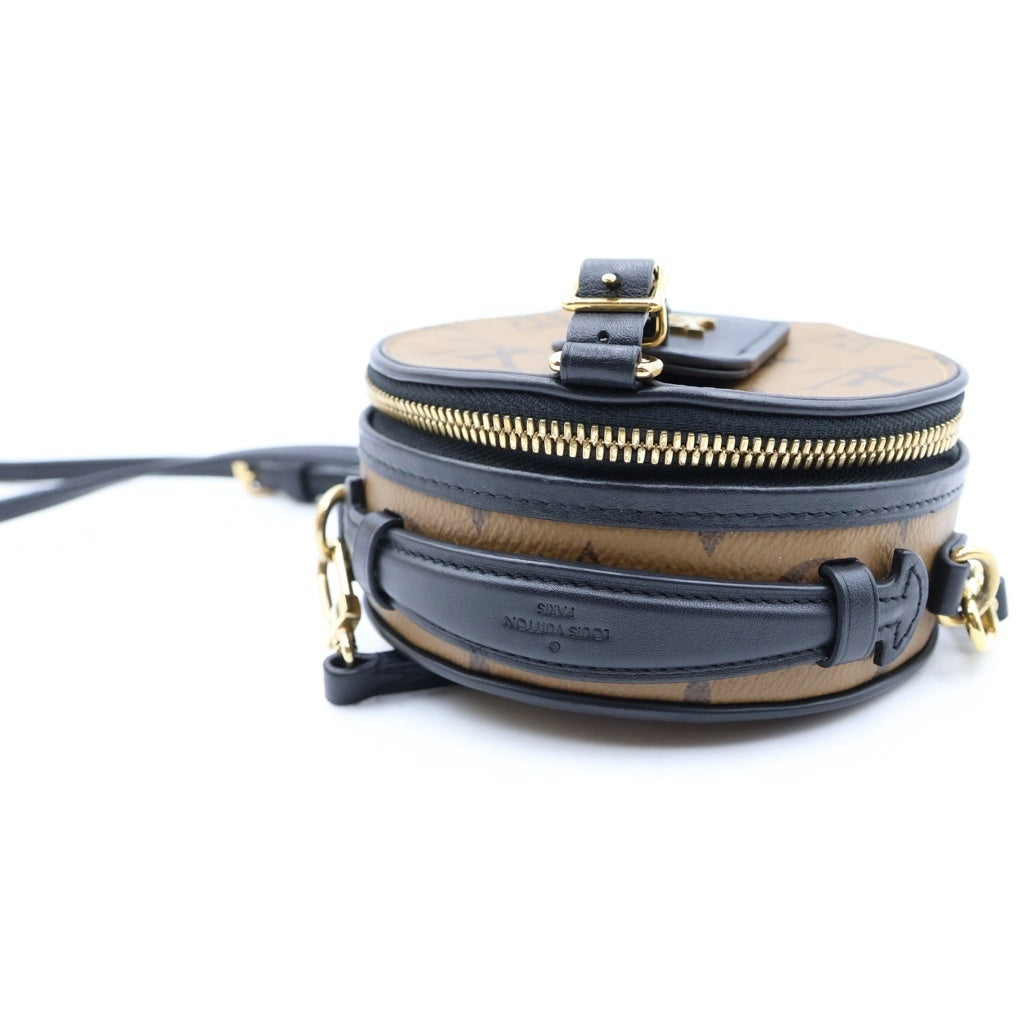 LOUIS VUITTON(ルイヴィトン) モノグラムリバース ラウンド ミニ ボワット シャポー ショルダーバッグ ブラウン レザー×PVC M68276 レディース