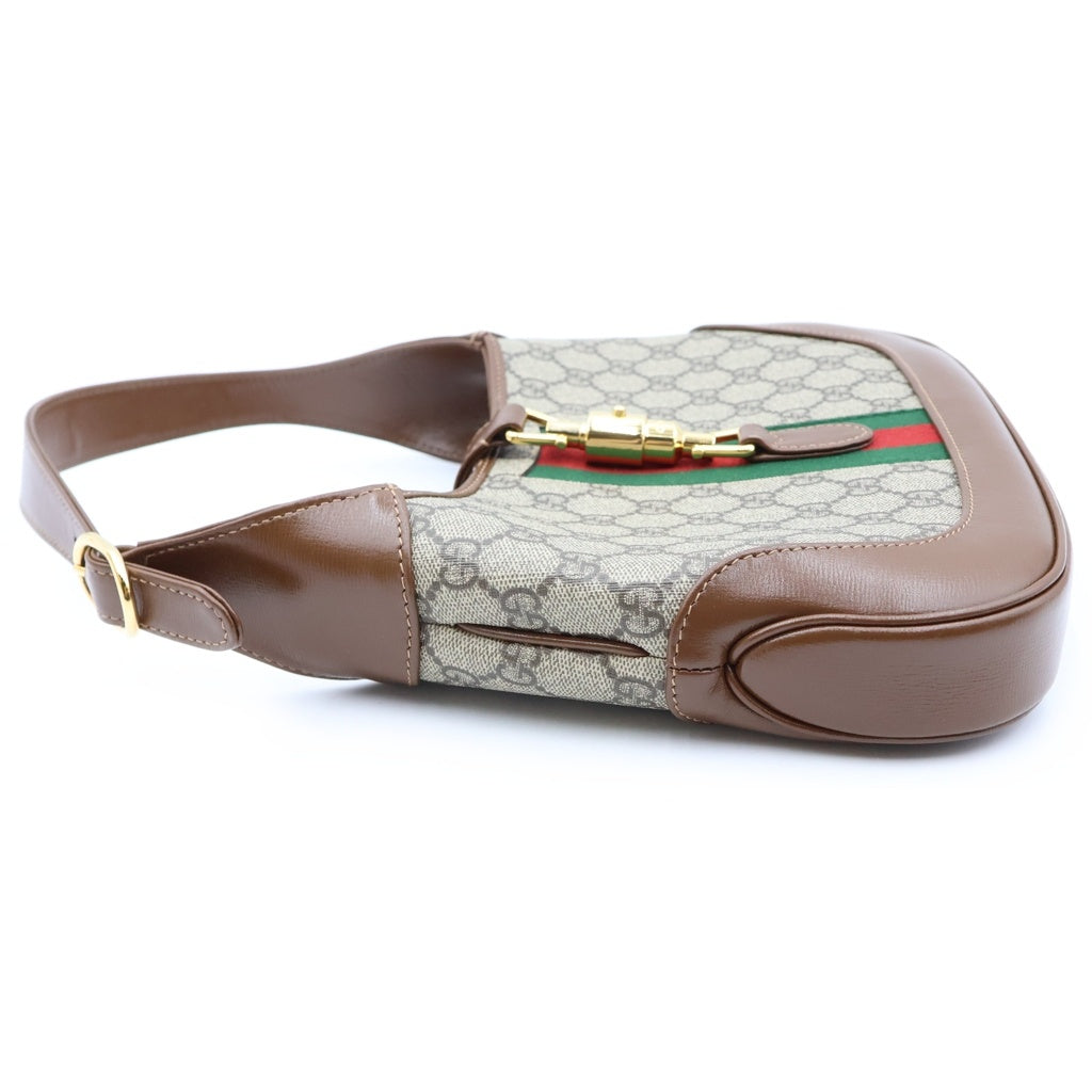 GUCCI(グッチ) GGスプリーム ジャッキー1961 2WAYハンドバッグ ショルダーバッグ ブラウン レザー×PVC 636706 ゴールド金具 レディース