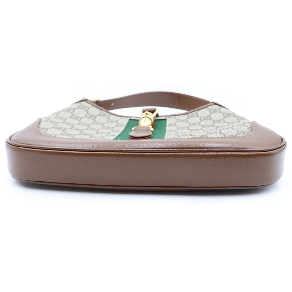GUCCI(グッチ) GGスプリーム ジャッキー1961 2WAYハンドバッグ ショルダーバッグ ブラウン レザー×PVC 636706 ゴールド金具 レディース