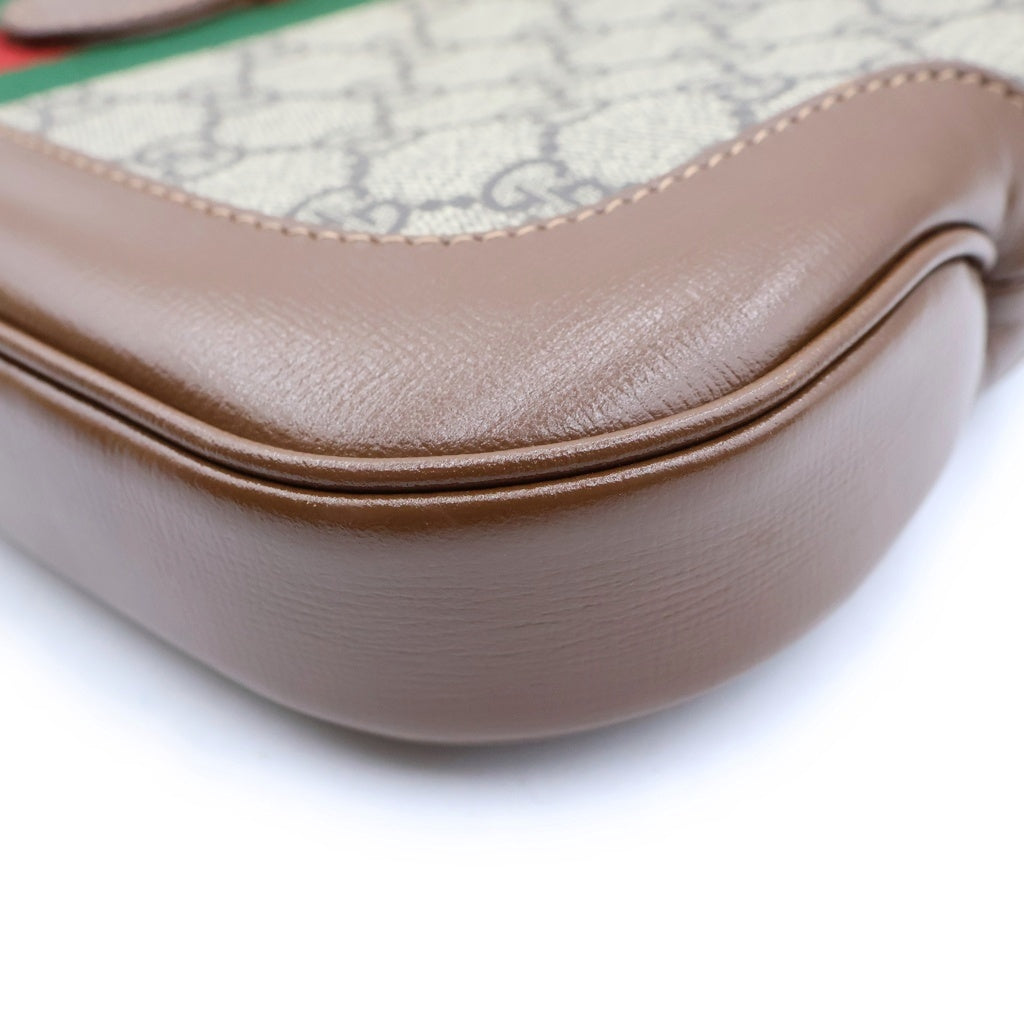 GUCCI(グッチ) GGスプリーム ジャッキー1961 2WAYハンドバッグ ショルダーバッグ ブラウン レザー×PVC 636706 ゴールド金具 レディース