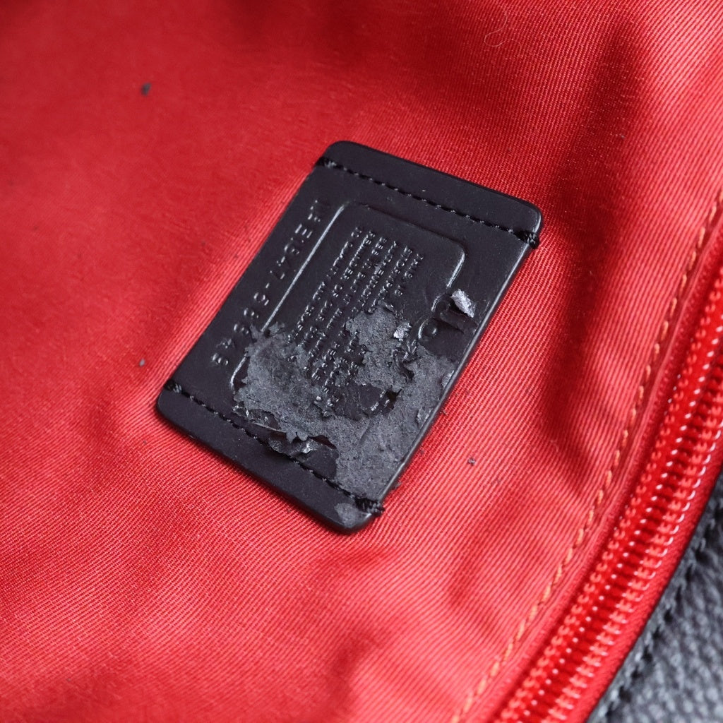 COACH(コーチ) レザートートバッグ ハンドバッグ ブラック×レッド ゴールド金具 レディース