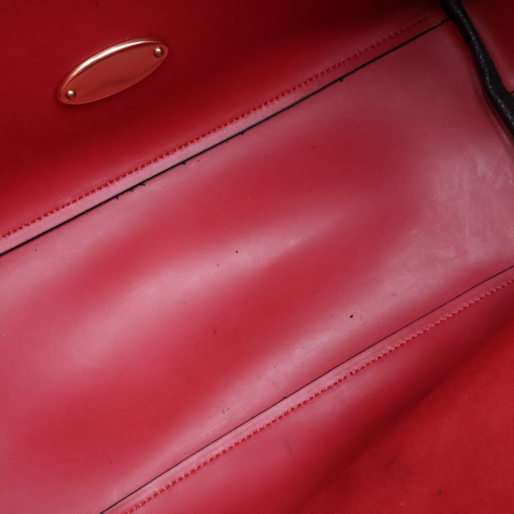 COACH(コーチ) レザートートバッグ ハンドバッグ ブラック×レッド ゴールド金具 レディース