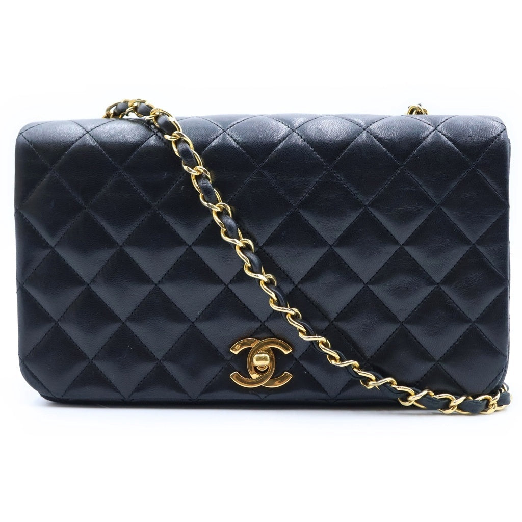 CHANEL(シャネル) ミニマトラッセ23 フルフラップ ターンロック チェーンショルダーバッグ ブラック ラムスキン 1番台 ゴールド金具 レディース