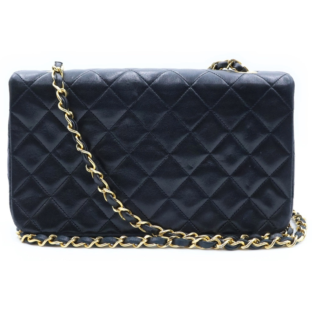CHANEL(シャネル) ミニマトラッセ23 フルフラップ ターンロック チェーンショルダーバッグ ブラック ラムスキン 1番台 ゴールド金具 レディース