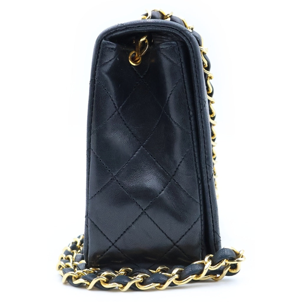CHANEL(シャネル) ミニマトラッセ23 フルフラップ ターンロック チェーンショルダーバッグ ブラック ラムスキン 1番台 ゴールド金具 レディース