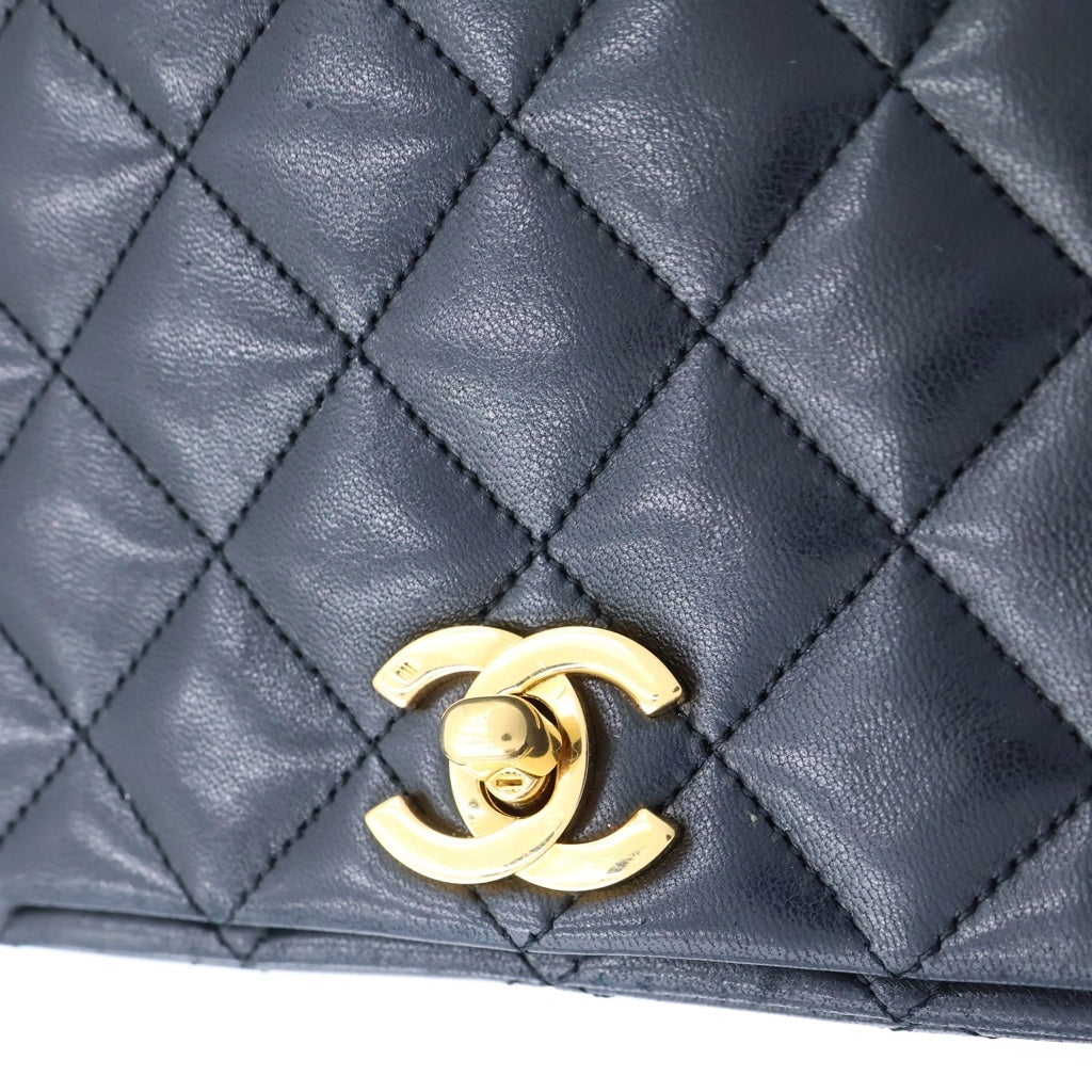 CHANEL(シャネル) ミニマトラッセ23 フルフラップ ターンロック チェーンショルダーバッグ ブラック ラムスキン 1番台 ゴールド金具 レディース