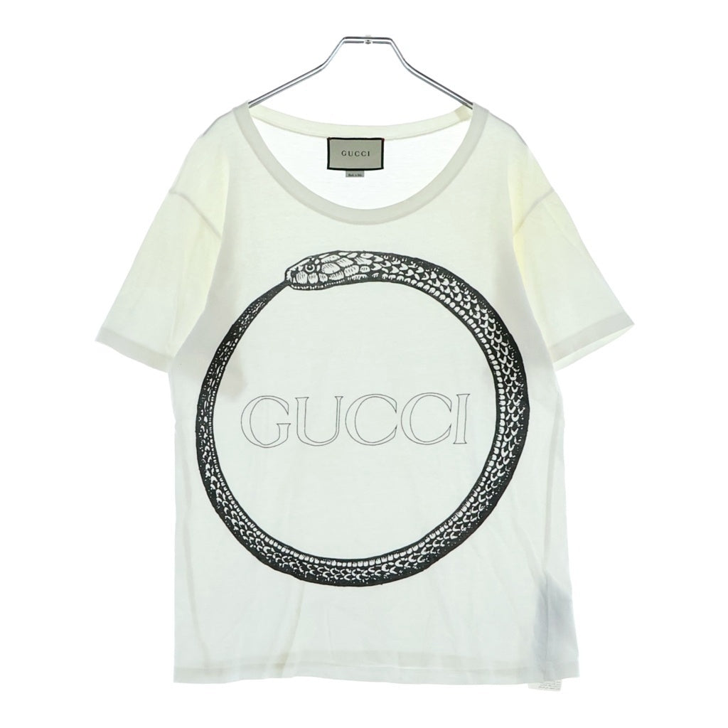 GUCCI(グッチ) 18SS Ouroboros Print Tee ウロボロス スネークプリント 半袖Tシャツ カットソー ロゴ コットン ホワイト 492347 X3I05