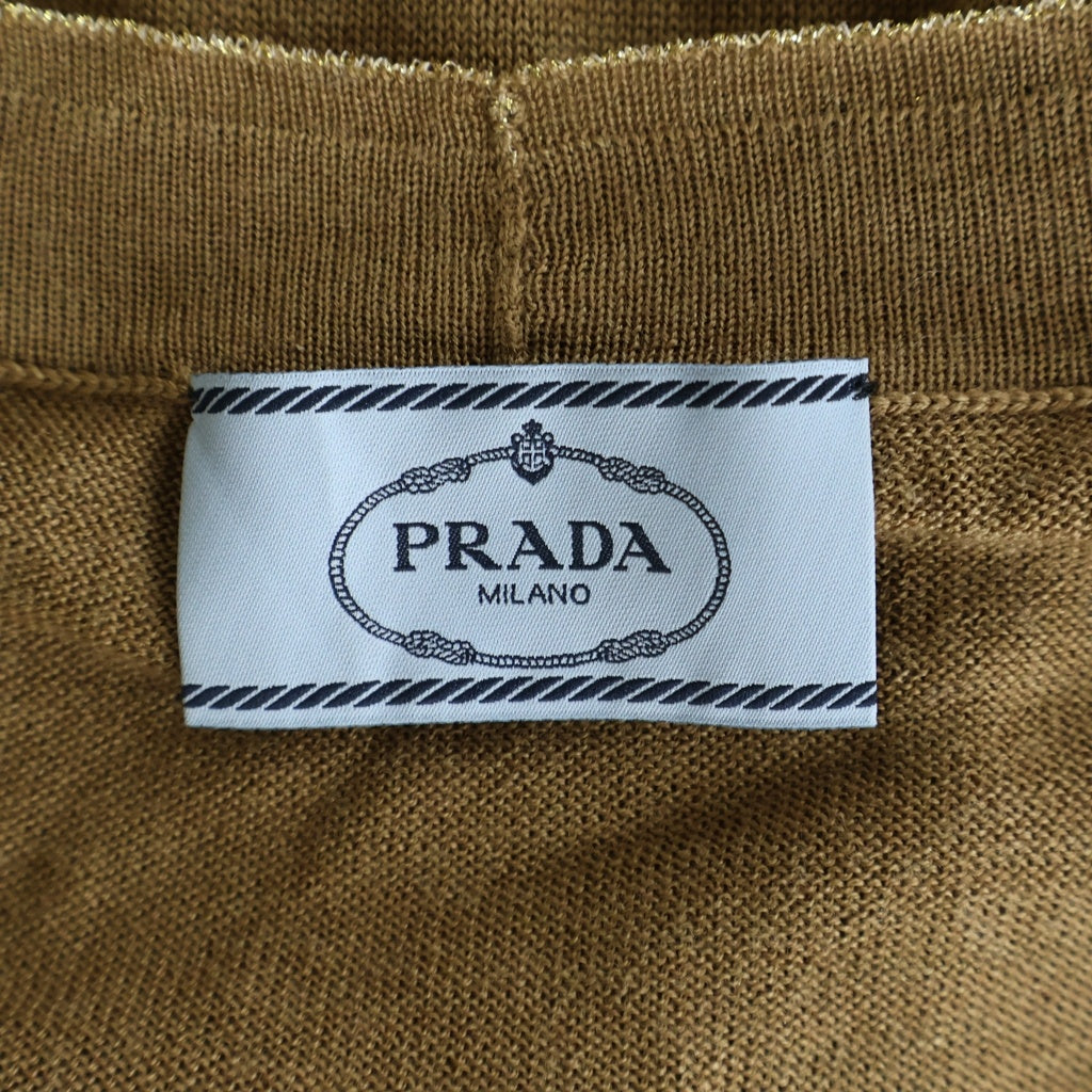 PRADA(プラダ) スパンコール リブニットカーディガン バージンウール ブラウン P25E70 S162 1MC7 レディース