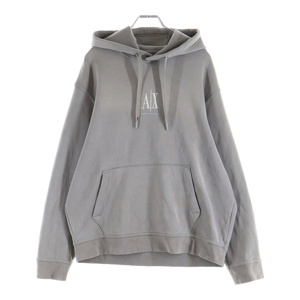 Armani Exchange(アルマーニ エクスチェンジ) ICON フロントロゴ刺繍 プルオーバーパーカー フーディー コットン ポリエステル グレー XM000369 AF10818