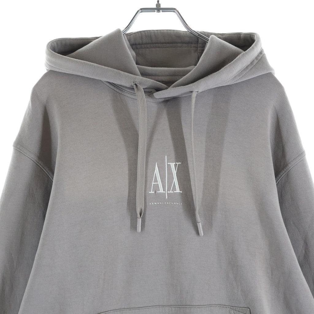 Armani Exchange(アルマーニ エクスチェンジ) ICON フロントロゴ刺繍 プルオーバーパーカー フーディー コットン ポリエステル グレー XM000369 AF10818