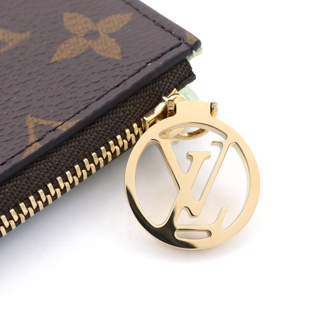LOUIS VUITTON(ルイヴィトン) モノグラム ポルトカルトロミー カードケース フラグメントケース コインケース ライトグリーン×ブラウン レザー×PVC M82939 ゴールド金具 レディース