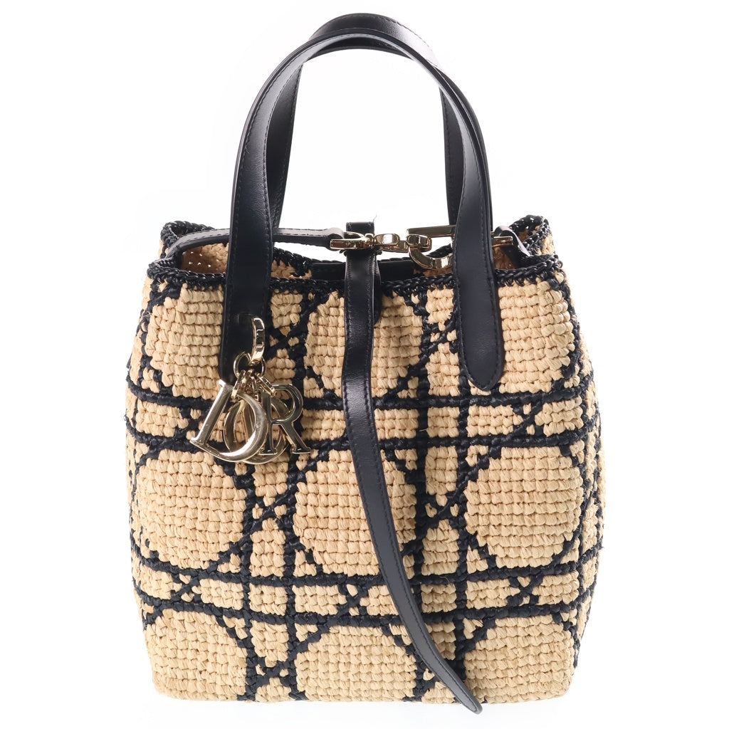 Christian Dior(クリスチャンディオール) マクロカナージュ バーティカル トートバッグ スモール ラフィア レザー M2870OQWM_M921 レディース