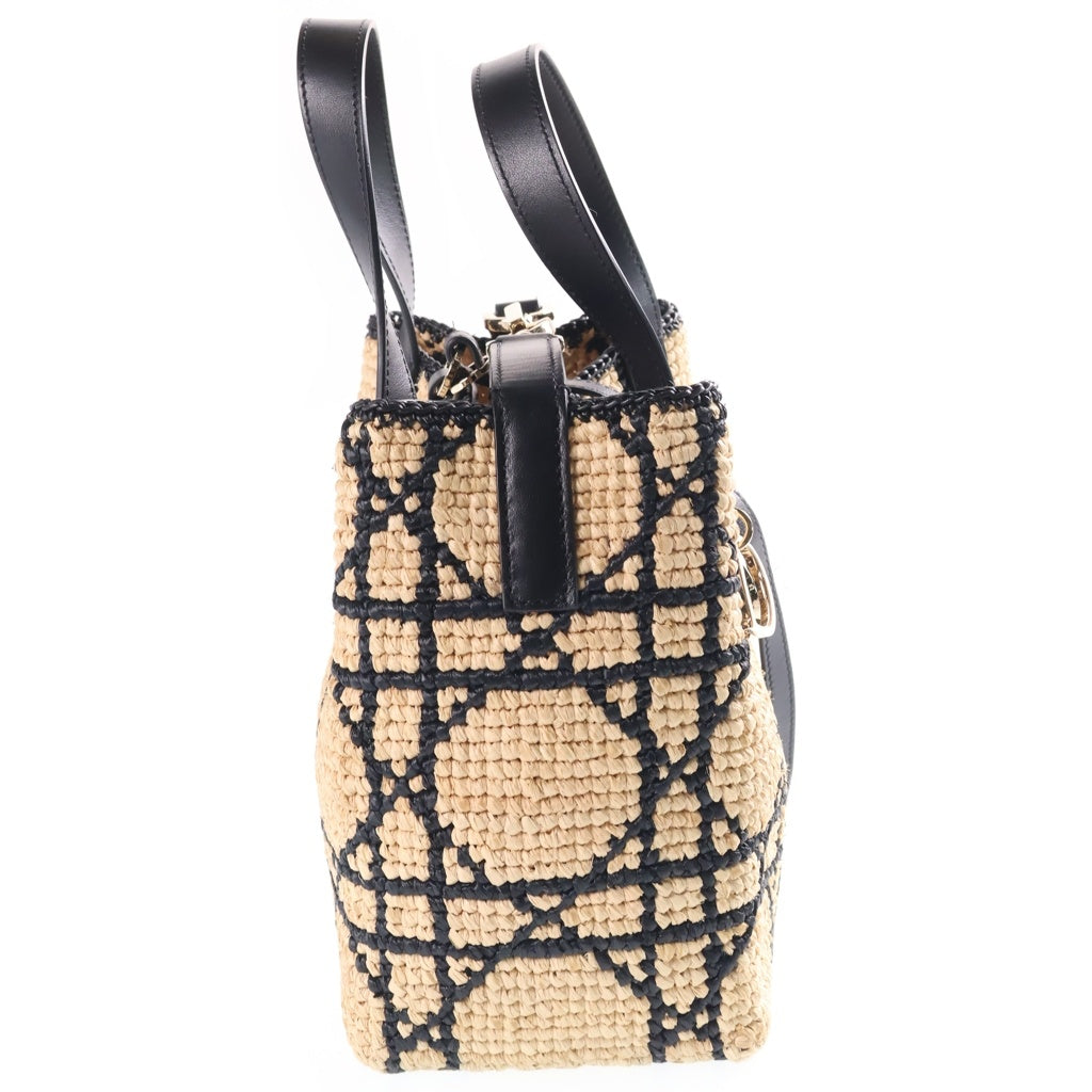 Christian Dior(クリスチャンディオール) マクロカナージュ バーティカル トートバッグ スモール ラフィア レザー M2870OQWM_M921 レディース
