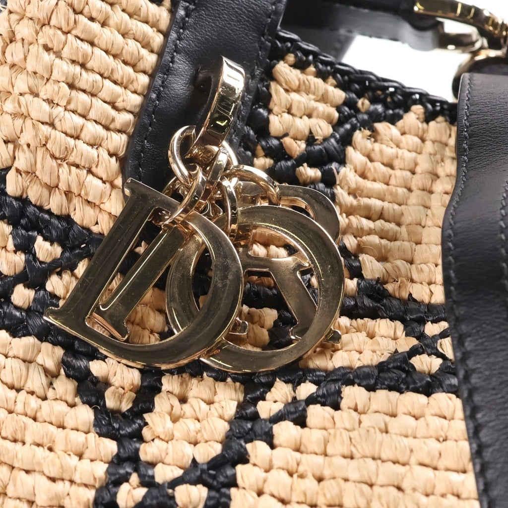 Christian Dior(クリスチャンディオール) マクロカナージュ バーティカル トートバッグ スモール ラフィア レザー M2870OQWM_M921 レディース