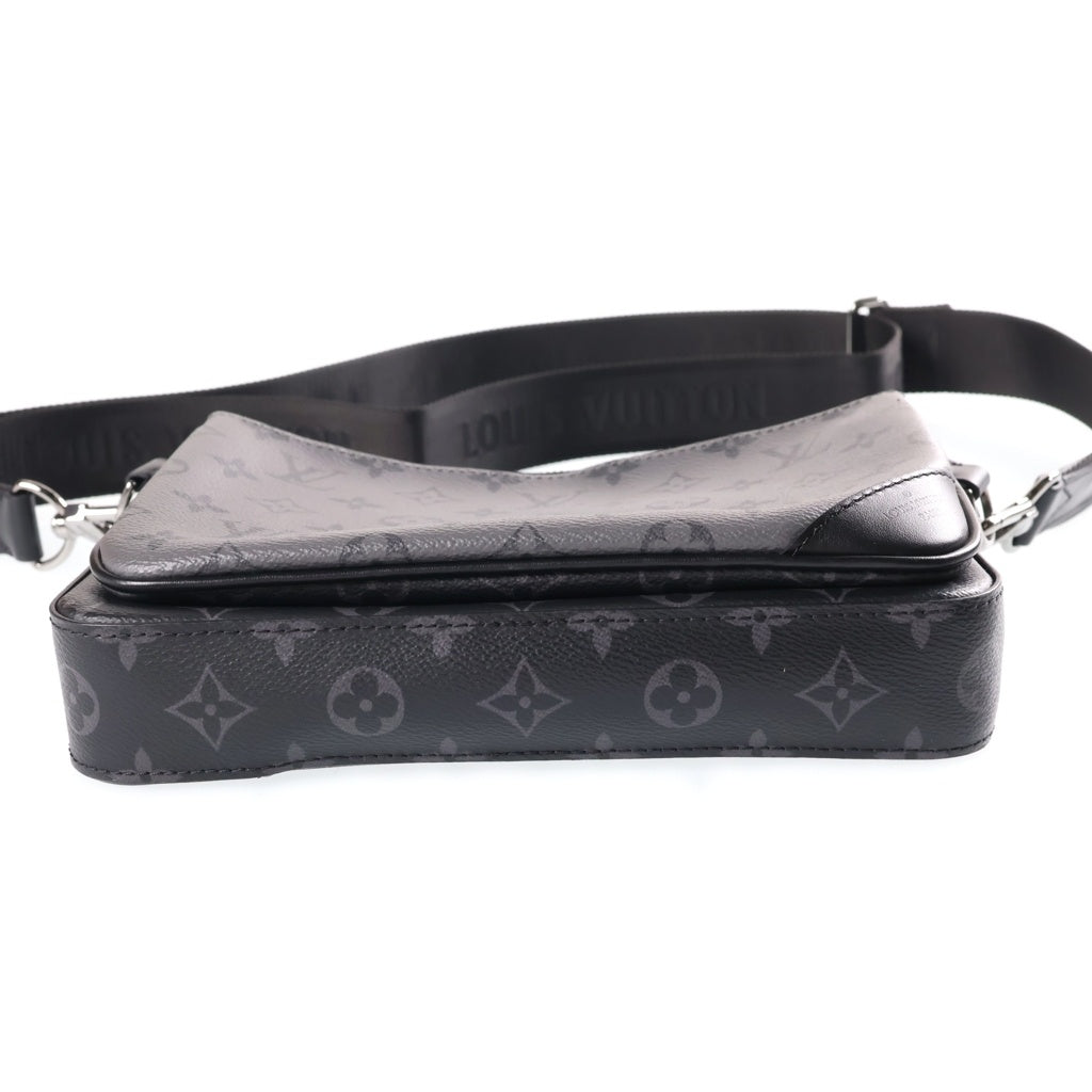 LOUIS VUITTON(ルイヴィトン) モノグラムエクリプス トリオメッセンジャー ショルダーバッグ ブラック×グレー レザー×PVC M69443 シルバー金具