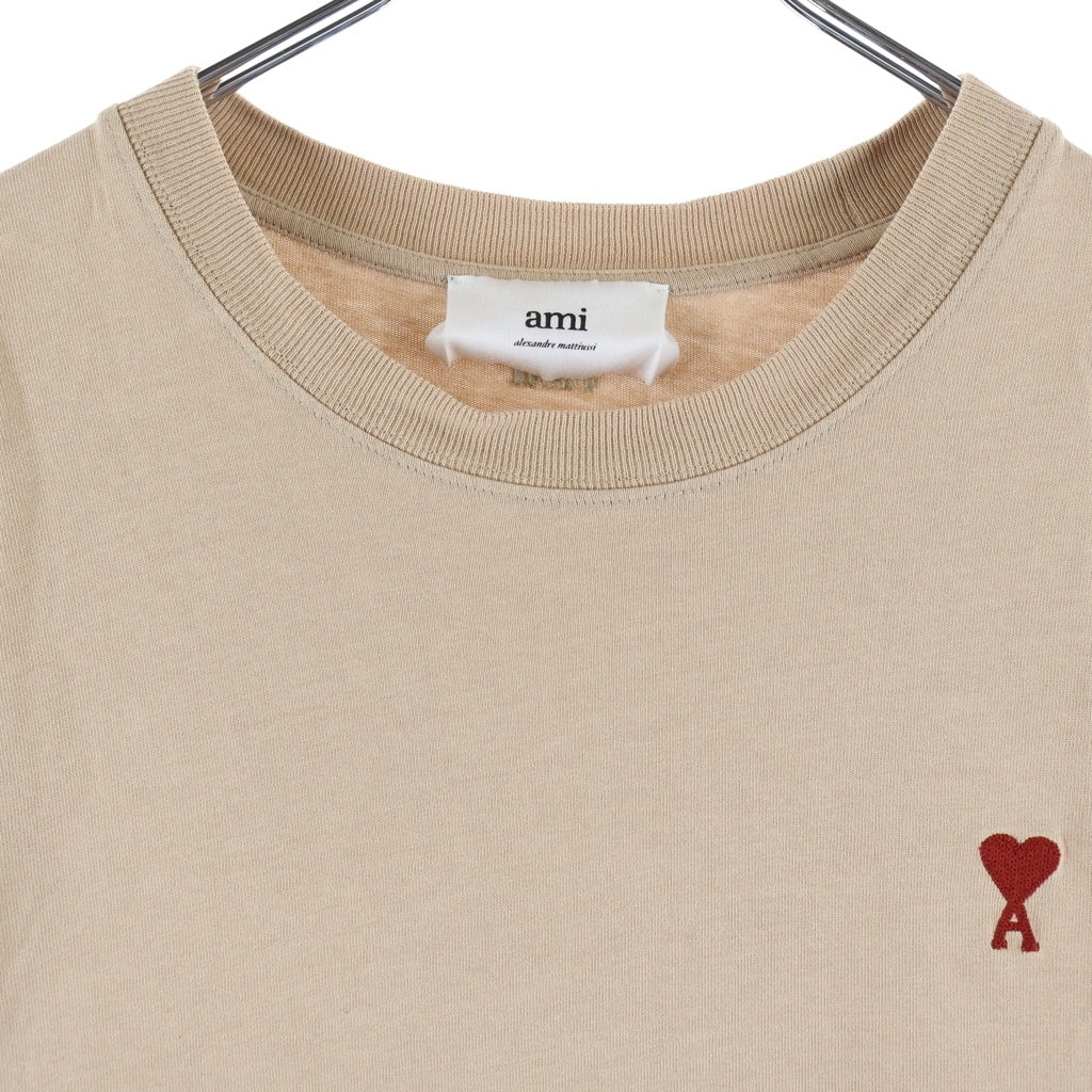 ami(アミ) Ami De Coeur アミ ドゥ クール ハートロゴ刺繍 ロングスリーブ 長袖Tシャツ カットソー ベージュ UTS205726